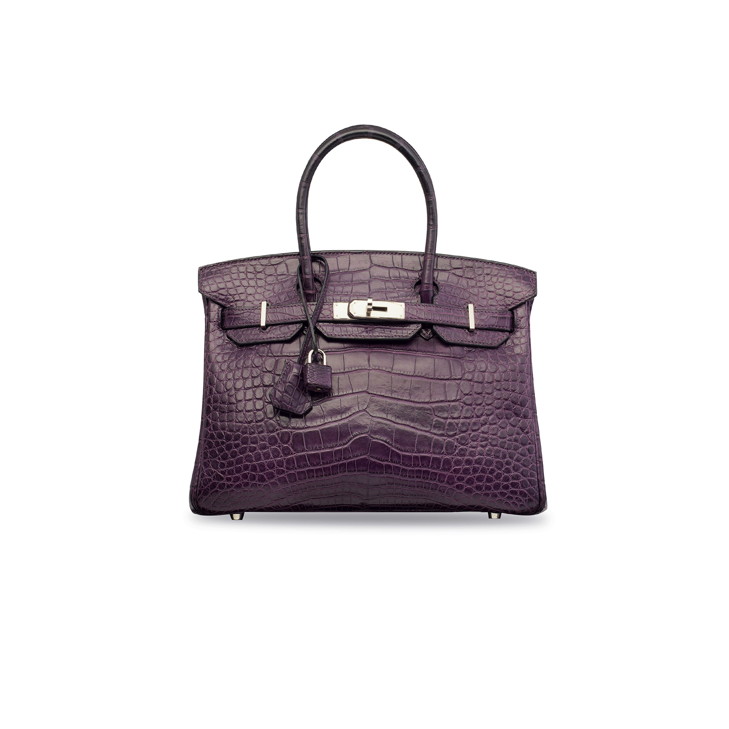 H**mes master birkin 25 crocodile crystal purple handbag 10040416 (25*20*13cm)